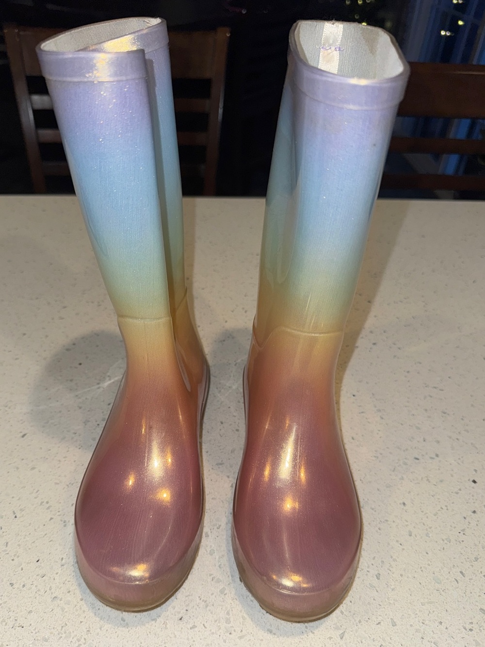 Girls Sparkly Pastel Ombre Rain Boots